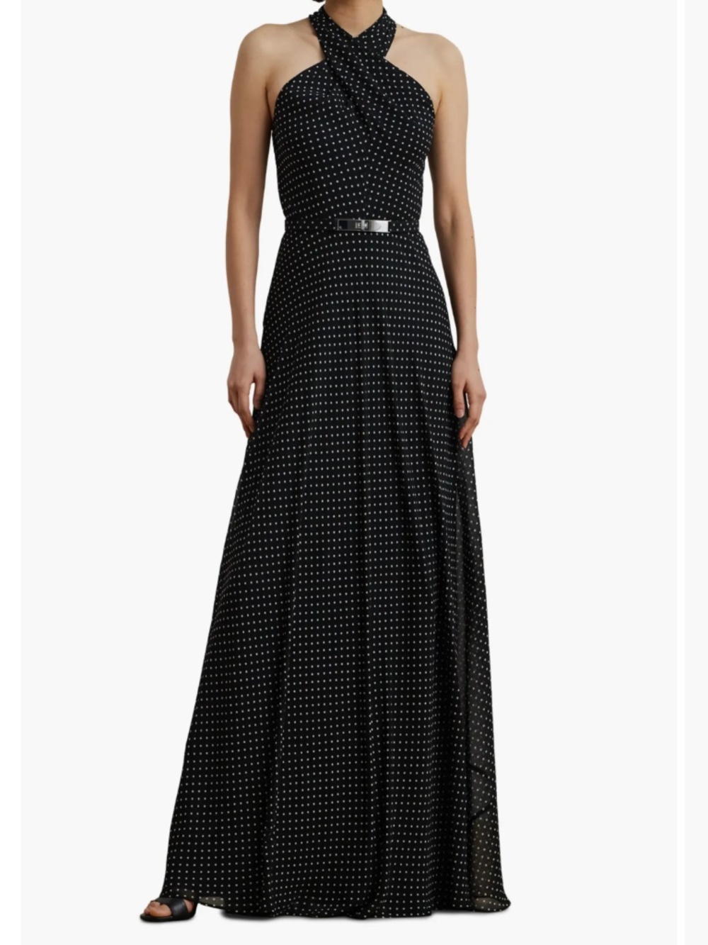 Polka Dot Belted Georgette Gown Lauren Ralph Lauren (worn once) so flattering